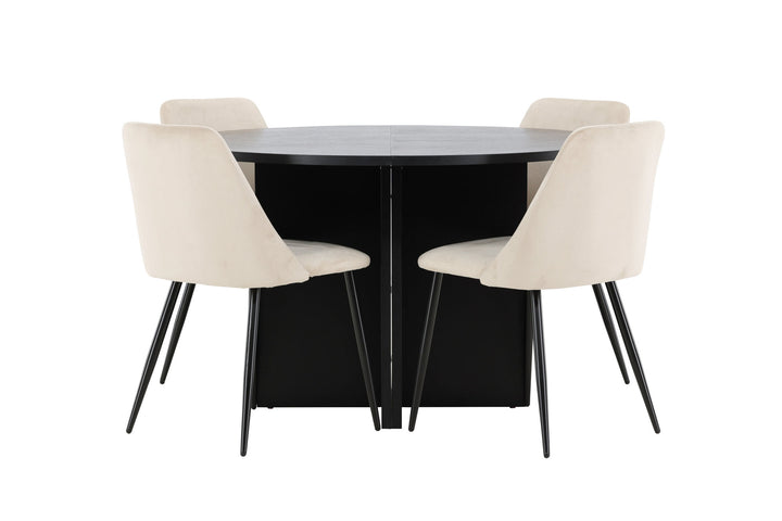 Venture Home Strada Table - Black with 4 Night Chair - Black / Beige