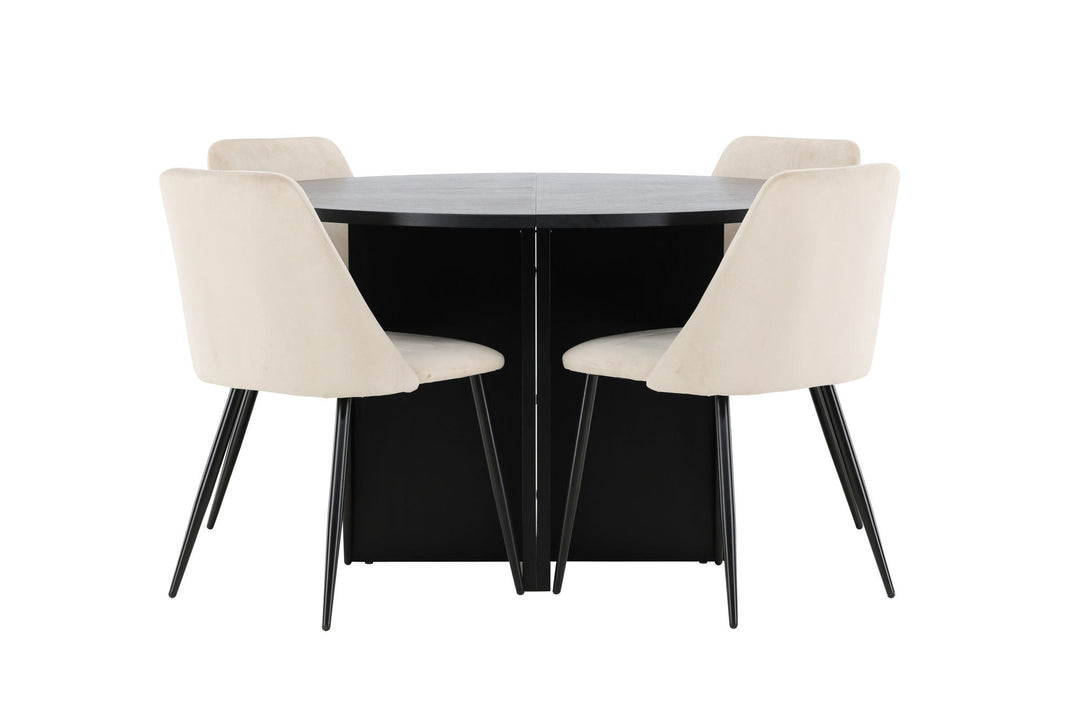 Venture Home Strada Table - Black with 4 Night Chair - Black / Beige