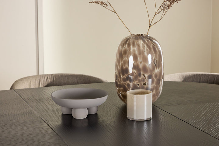 Venture Home Strada Table - Black with 6 Edina Chair - Black / Brown