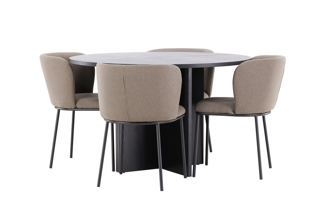 Venture Home Strada Table - Black with 4 Edina Chair - Black / Brown