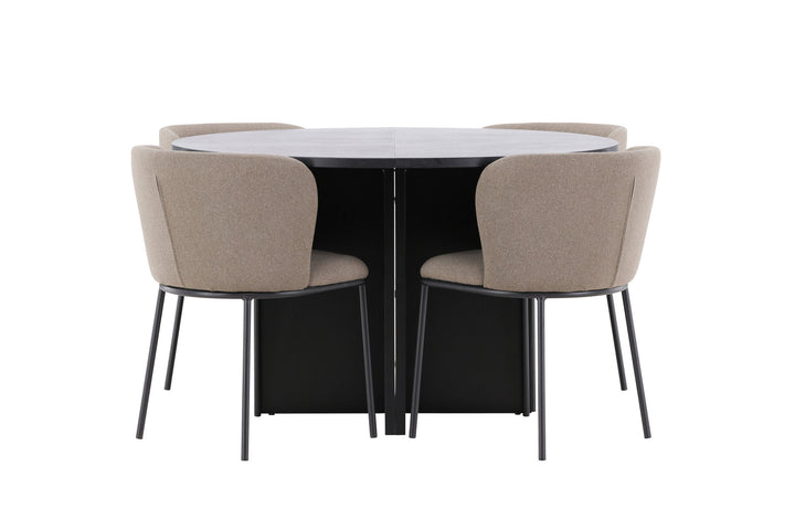 Venture Home Strada Table - Black with 4 Edina Chair - Black / Brown