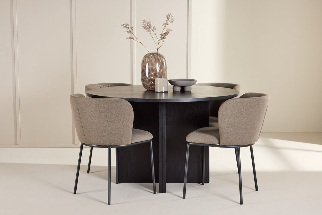 Venture Home Strada Table - Black with 4 Edina Chair - Black / Brown