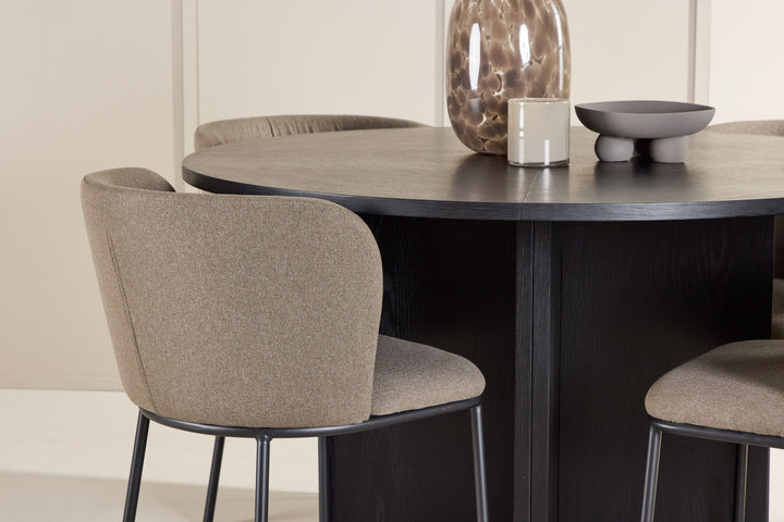Venture Home Strada Table - Black with 4 Edina Chair - Black / Brown
