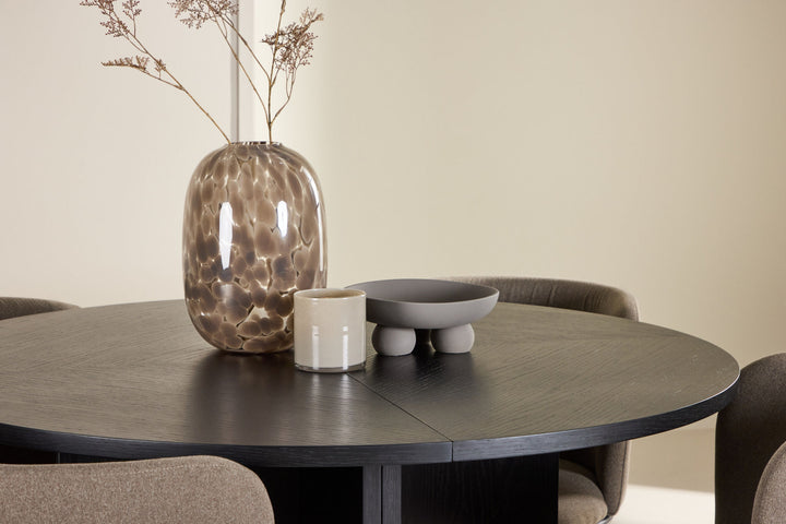 Venture Home Strada Table - Black with 4 Edina Chair - Black / Brown