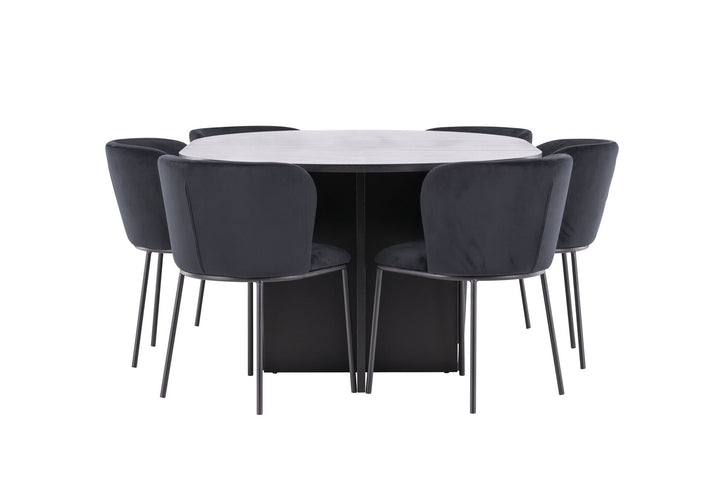 Venture Home Strada Table - Black with 6 Edina Chair - Black