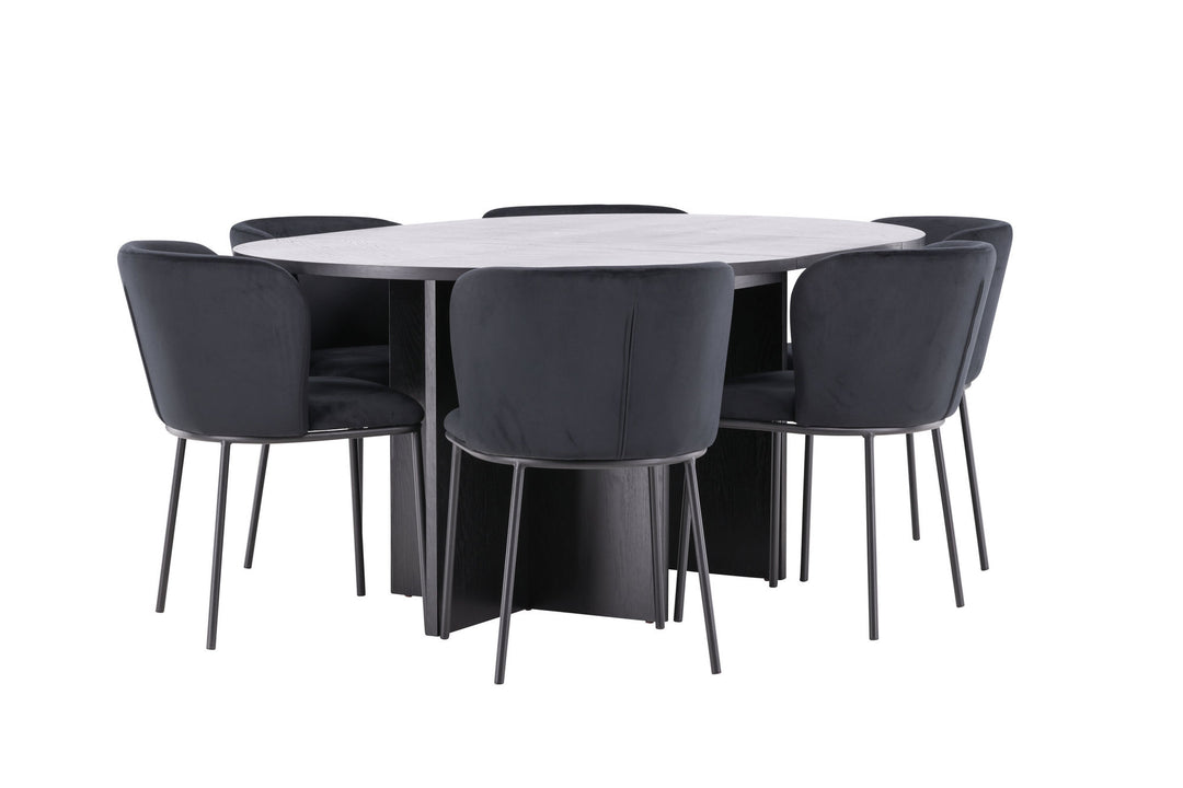Venture Home Strada Table - Black with 6 Edina Chair - Black