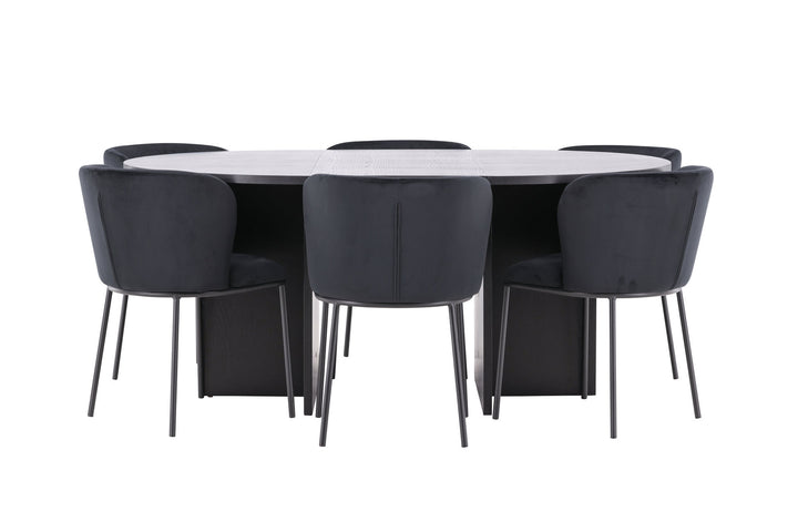 Venture Home Strada Table - Black with 6 Edina Chair - Black