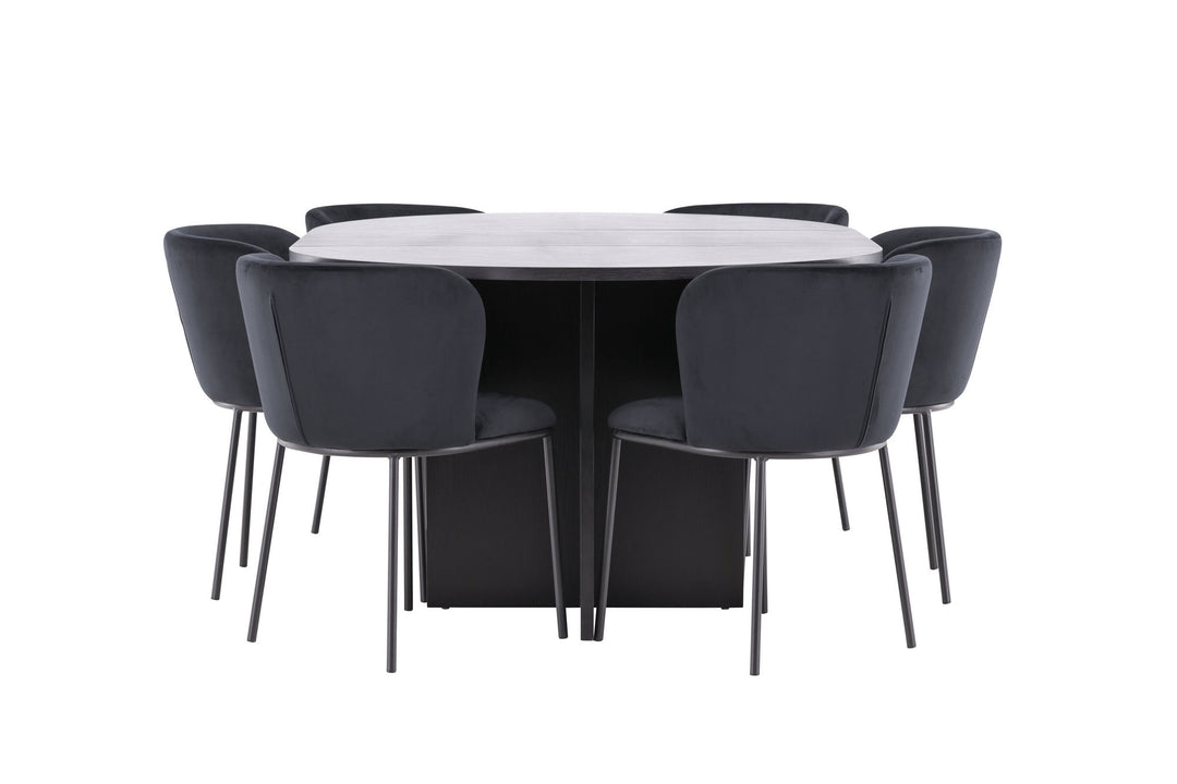 Venture Home Strada Table - Black with 6 Edina Chair - Black