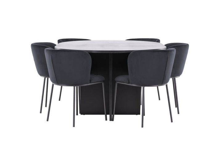 Venture Home Strada Table - Black with 6 Edina Chair - Black