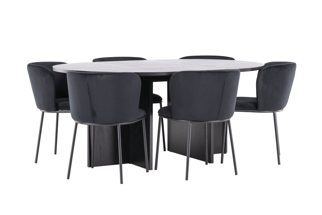 Venture Home Strada Table - Black with 6 Edina Chair - Black