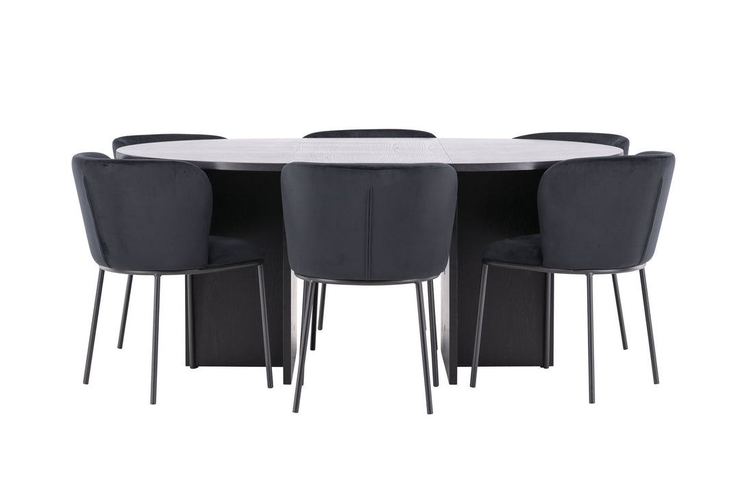 Venture Home Strada Table - Black with 6 Edina Chair - Black