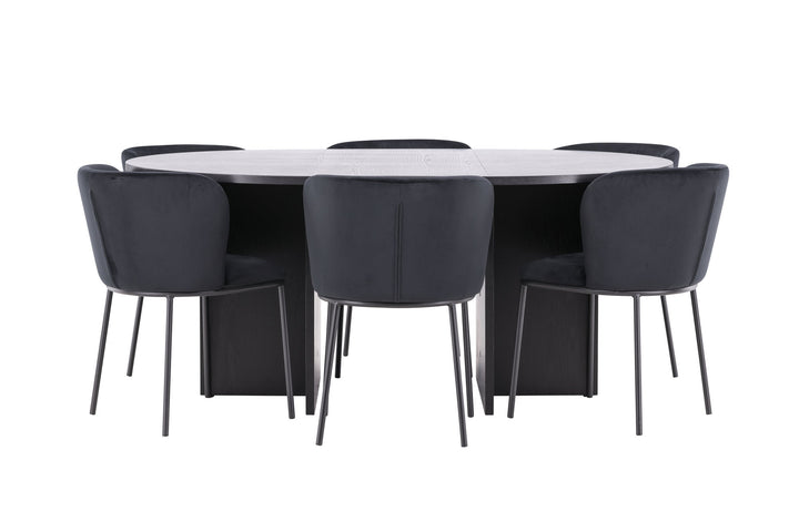 Venture Home Strada Table - Black with 6 Edina Chair - Black