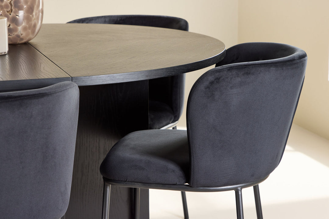Venture Home Strada Table - Black with 6 Edina Chair - Black