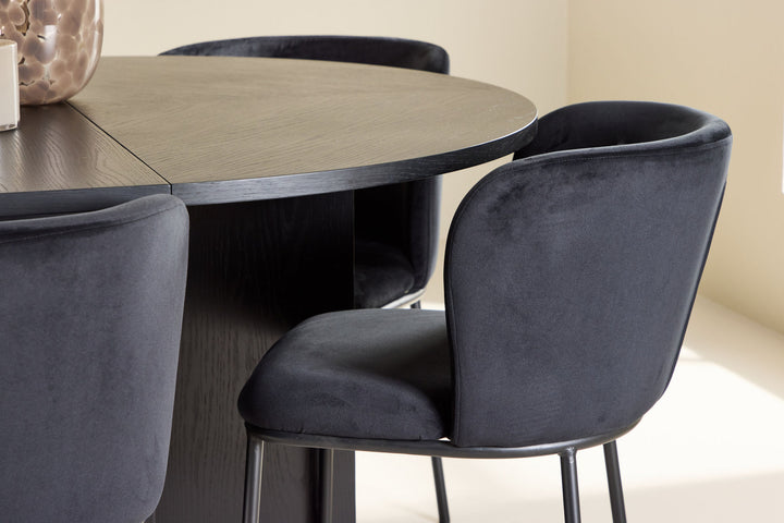 Venture Home Strada Table - Black with 6 Edina Chair - Black