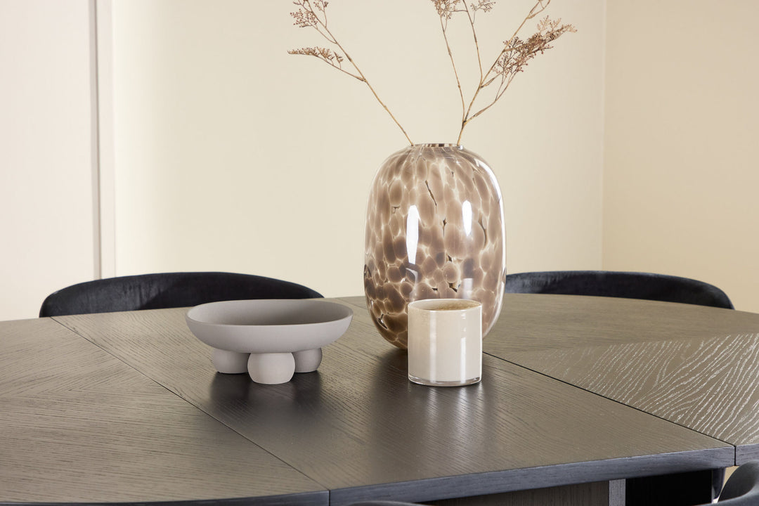 Venture Home Strada Table - Black with 6 Edina Chair - Black
