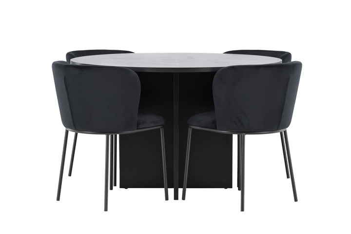 Venture Home Strada Table - Black with 4 Edina Chair - Black