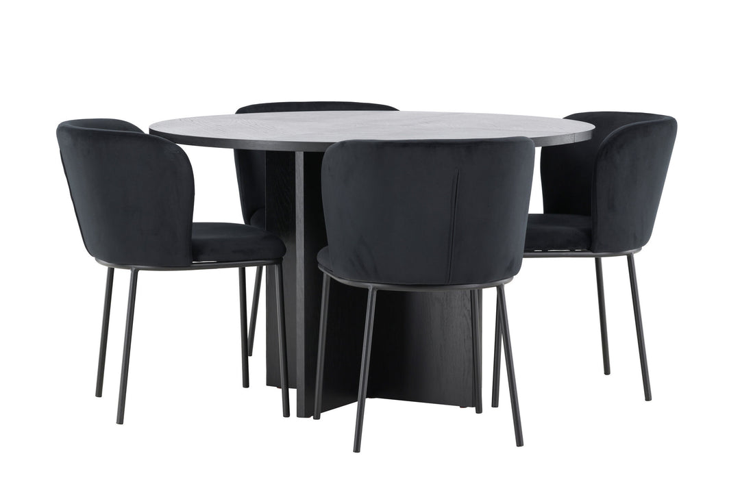 Venture Home Strada Table - Black with 4 Edina Chair - Black