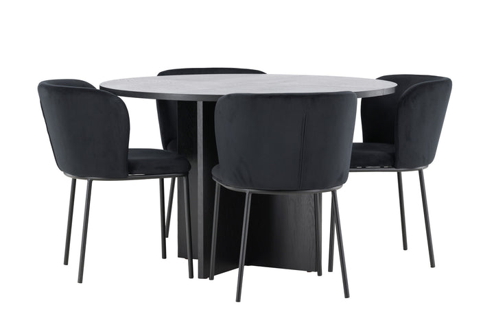 Venture Home Strada Table - Black with 4 Edina Chair - Black