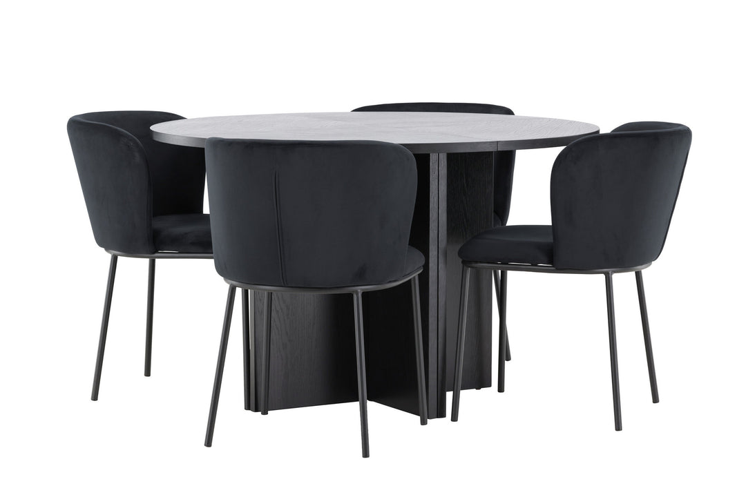 Venture Home Strada Table - Black with 4 Edina Chair - Black