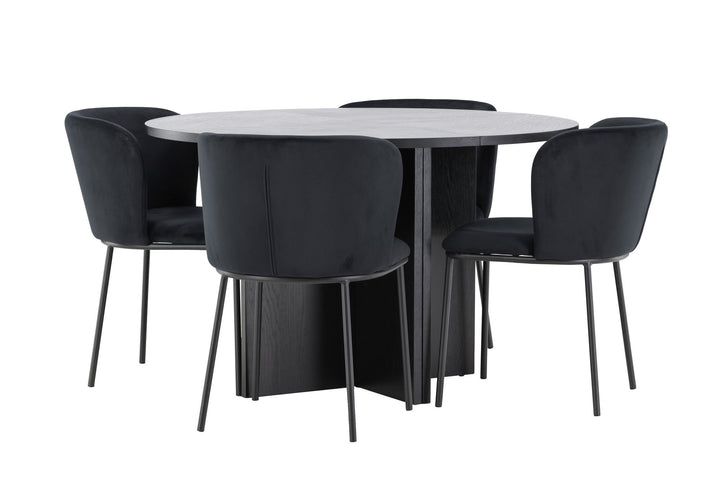 Venture Home Strada Table - Black with 4 Edina Chair - Black