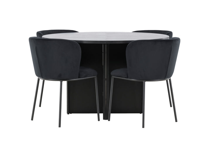 Venture Home Strada Table - Black with 4 Edina Chair - Black