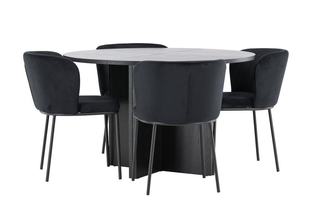 Venture Home Strada Table - Black with 4 Edina Chair - Black
