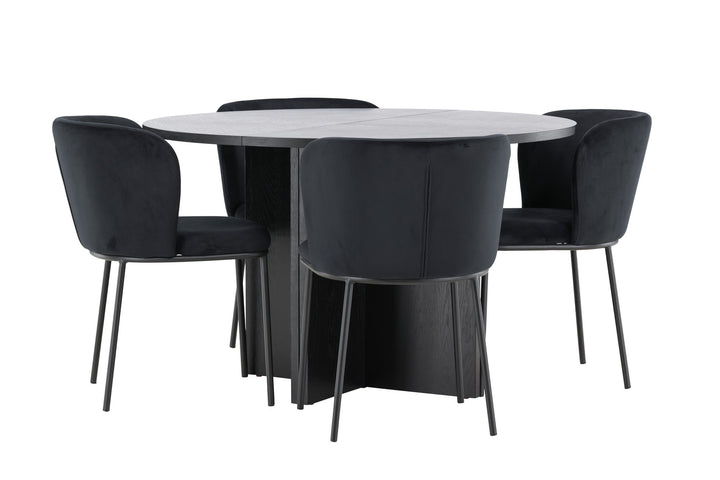 Venture Home Strada Table - Black with 4 Edina Chair - Black