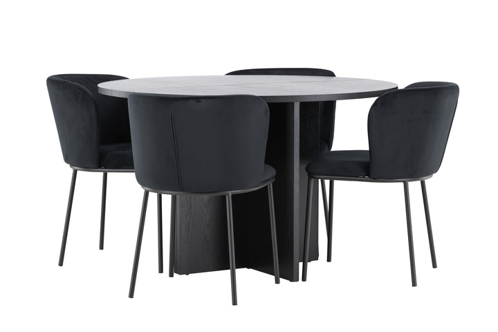 Venture Home Strada Table - Black with 4 Edina Chair - Black