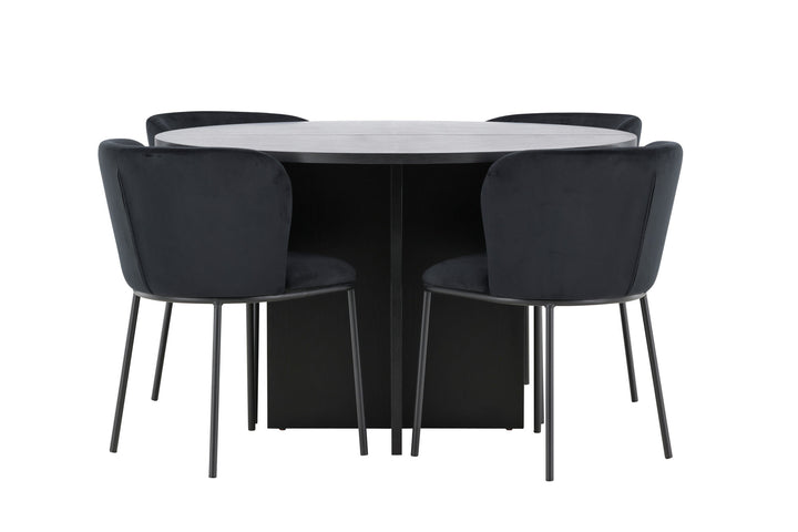 Venture Home Strada Table - Black with 4 Edina Chair - Black