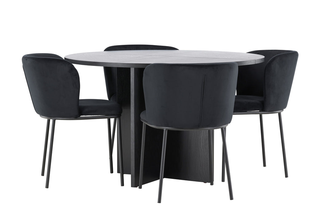 Venture Home Strada Table - Black with 4 Edina Chair - Black