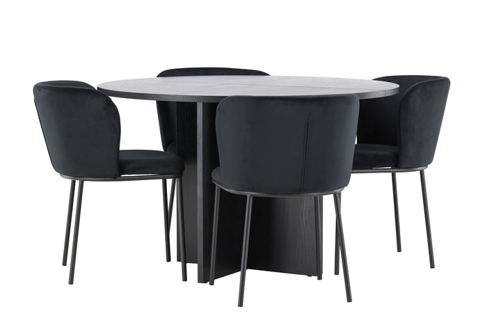 Venture Home Strada Table - Black with 4 Edina Chair - Black