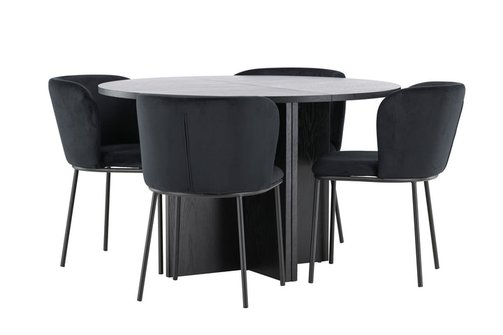 Venture Home Strada Table - Black with 4 Edina Chair - Black