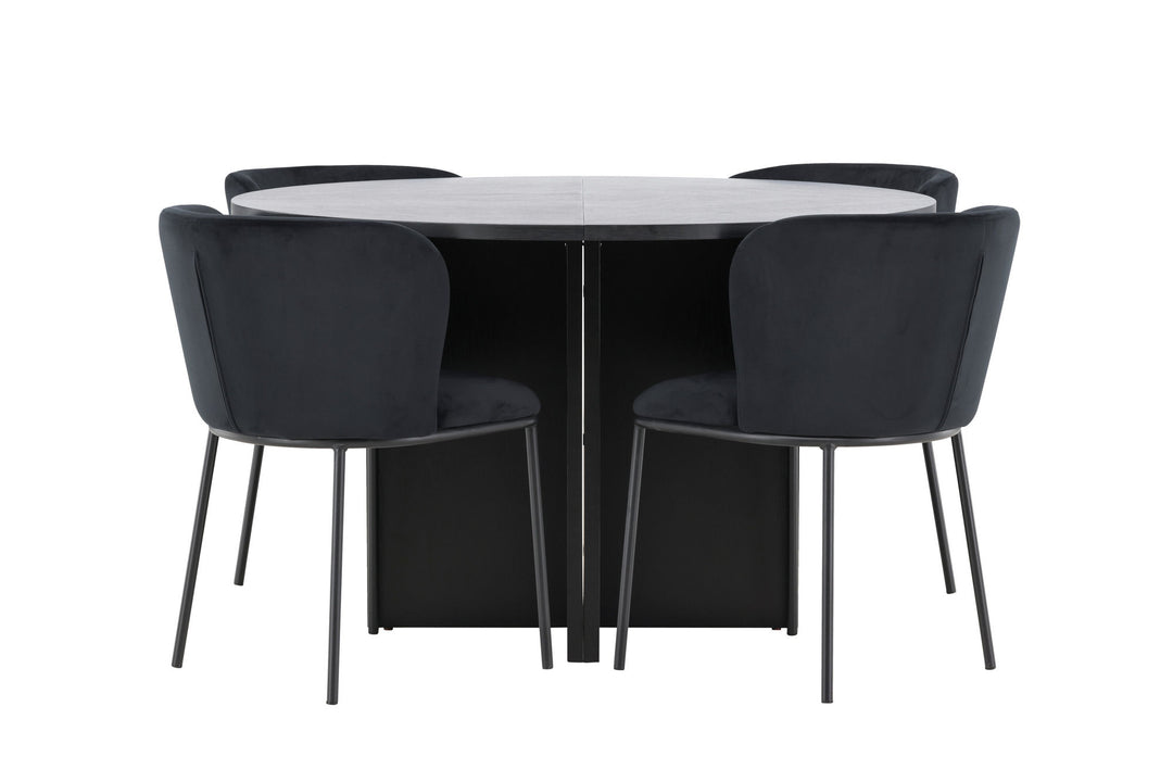 Venture Home Strada Table - Black with 4 Edina Chair - Black