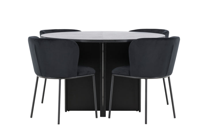 Venture Home Strada Table - Black with 4 Edina Chair - Black