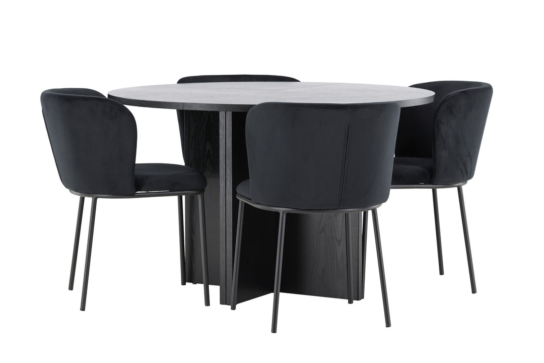 Venture Home Strada Table - Black with 4 Edina Chair - Black