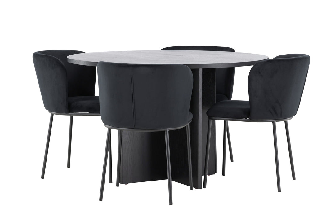 Venture Home Strada Table - Black with 4 Edina Chair - Black