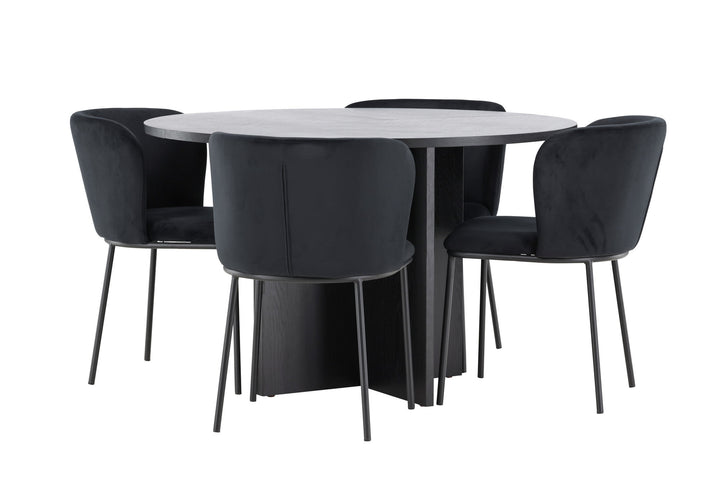 Venture Home Strada Table - Black with 4 Edina Chair - Black
