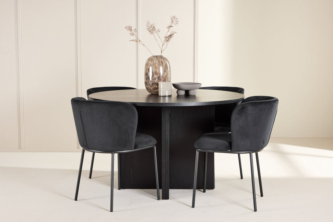 Venture Home Strada Table - Black with 4 Edina Chair - Black