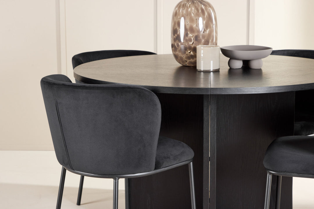 Venture Home Strada Table - Black with 4 Edina Chair - Black
