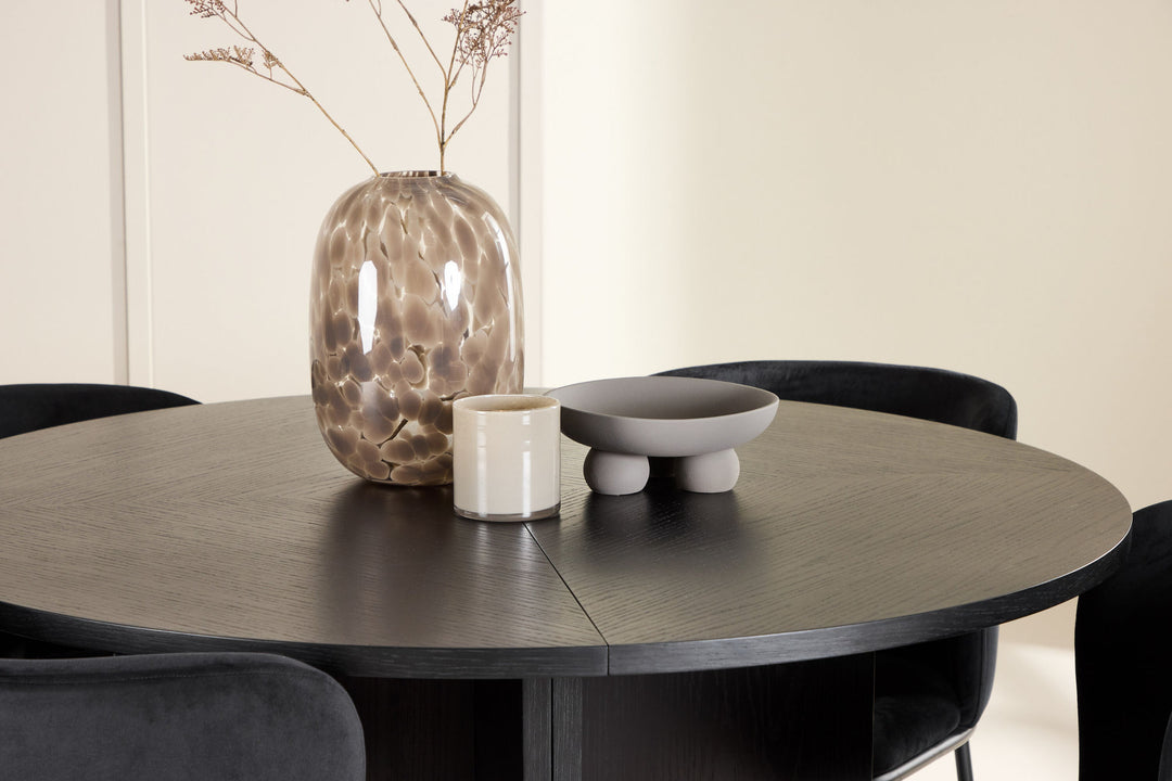 Venture Home Strada Table - Black with 4 Edina Chair - Black