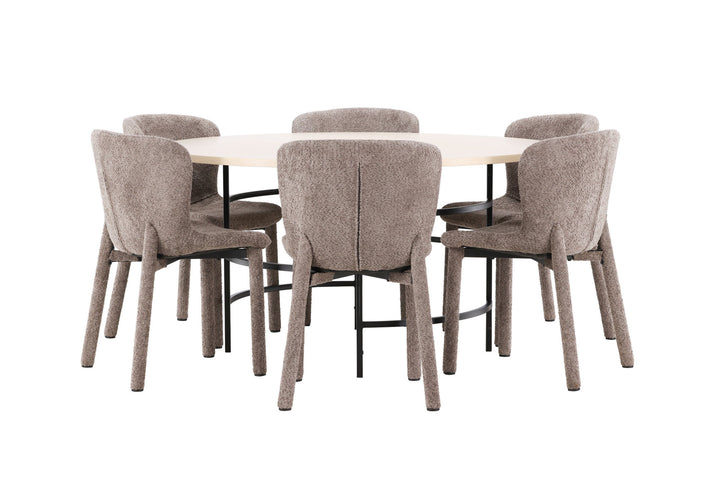 Venture Home Copenhagen Table - Whitewash/Black with 6 Astoria Chair - Brown
