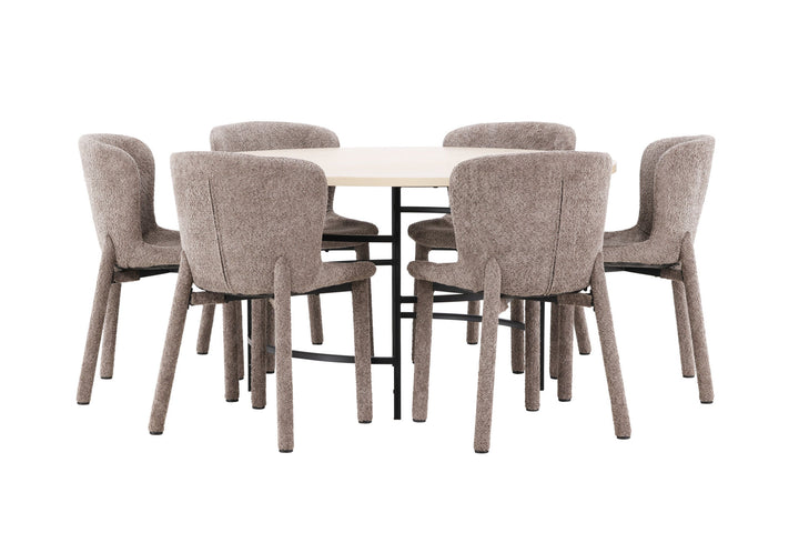 Venture Home Copenhagen Table - Whitewash/Black with 6 Astoria Chair - Brown