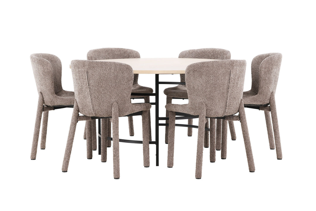 Venture Home Copenhagen Table - Whitewash/Black with 6 Astoria Chair - Brown