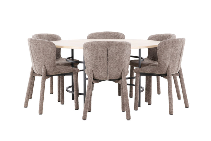 Venture Home Copenhagen Table - Whitewash/Black with 6 Astoria Chair - Brown