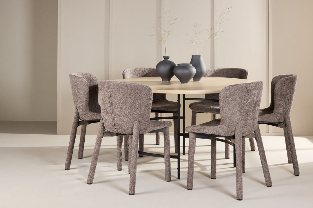 Venture Home Copenhagen Table - Whitewash/Black with 6 Astoria Chair - Brown