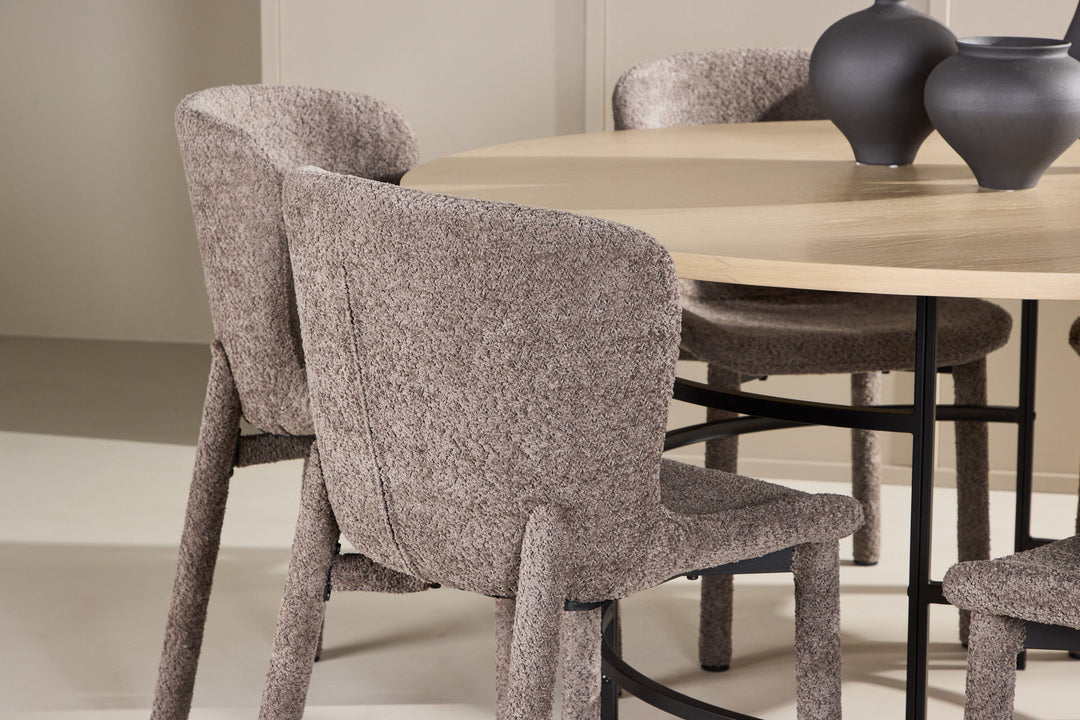 Venture Home Copenhagen Table - Whitewash/Black with 6 Astoria Chair - Brown