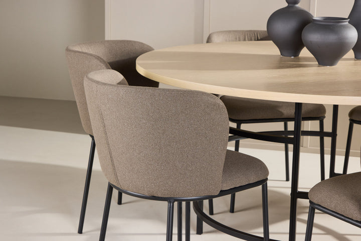 Venture Home Copenhagen Table - Whitewash/Black with 6 Edina Chair - Black / Brown