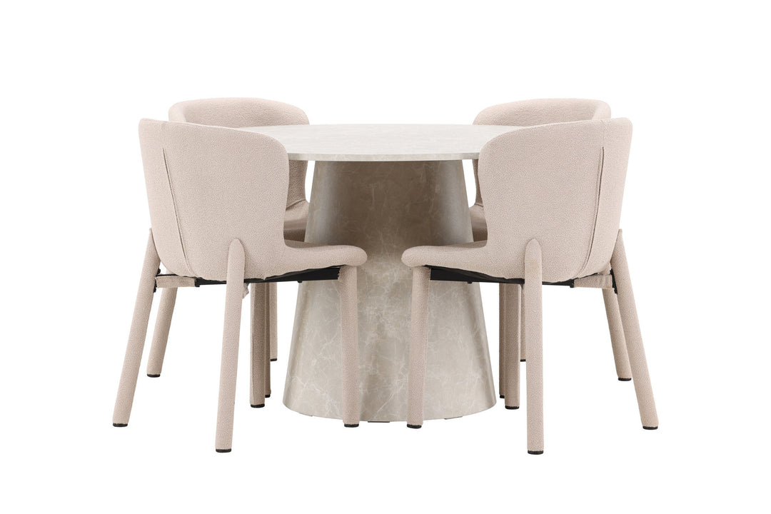 Venture Home Lanzo Table - Beige with 4 Astoria Chair - Beige