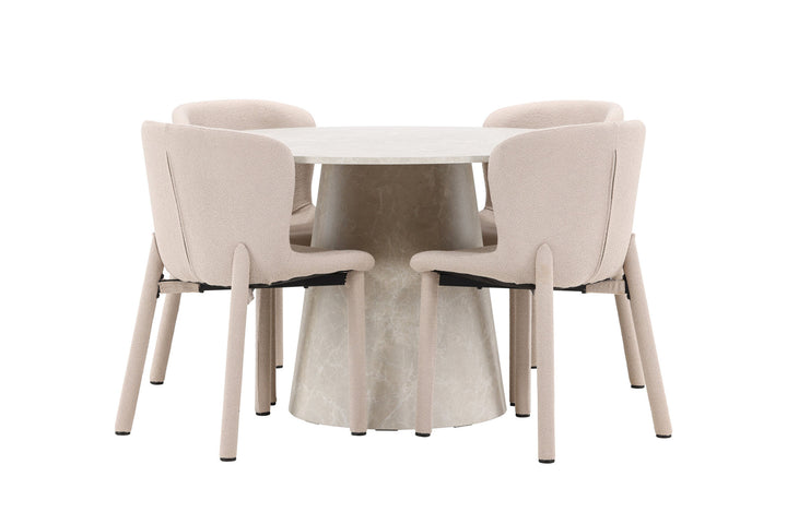 Venture Home Lanzo Table - Beige with 4 Astoria Chair - Beige