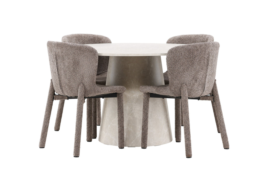 Venture Home Lanzo Table - Beige with 4 Astoria Chair - Brown